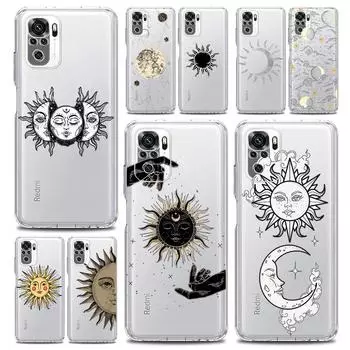Funny Sun Moon Angel Eyes Clear Phone Case For Xiaomi Redmi Note 12 10C 10 11 9 8 Pro Plus 9S 7 8T 9T 9A 8A 9C K50 K40 Cover Redmi 10C