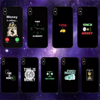 Funny Time is Money Phone Case For iPhone 11 12 Mini 13 14 15 Pro XS Max X Plus SE XR Shell iPhone12mini