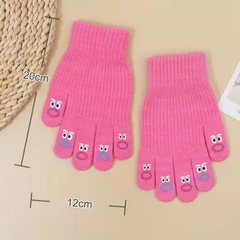 Забавные зимние вязаные перчатки женские сенсорные экраны холодостойкие теплые перчатки с полным пальцем варежки корейский стиль универсальные перчатки для велоспорта жёлтый