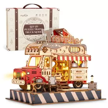 FUNPOLA 3D Puzzle 3D Puzzle Деревянный пазл DIY Миниатюрный набор для творчества со светодиодной подсветкой Украшение для дома своими руками Развивающие игрушки для детей и взрослых с