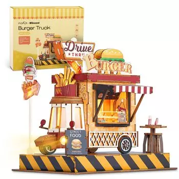 FUNPOLA 3D Puzzle 3D Puzzle Wooden Puzzle DIY Miniature Craft Kit with LED Light Handmade Home Decoration Educational Toys for Kids and Adults with