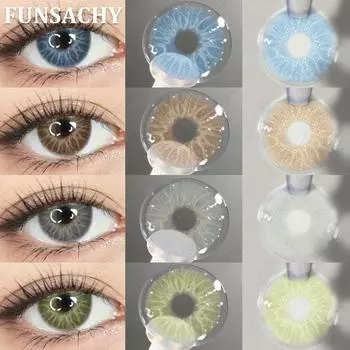 FUNSACHY1 пара модных цветных линз цветные сине-зеленые контактные линзы для глаз красивые модные зрачковые натуральные мягкие контактные линзы для глаз