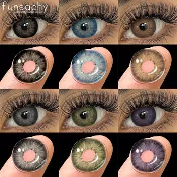 FUNSACHY 1 пара цветных контактных линз Colorcon для глаз, модные, косметические, зрачковые, синие линзы, натуральные косметические линзы для макияжа, годовые