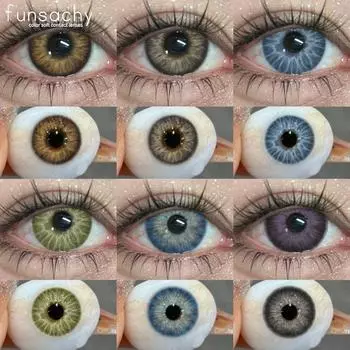 FUNSACHY 1 пара цветных контактных линз для глаз Косметика Colorcon Синие линзы Y2K Цветные контактные линзы для глаз Зеленые линзы Красота Зрачки
