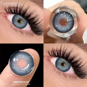 FUNSACHY 1 пара цветных контактных линз для глаз, натуральные синие контактные линзы, зеленые глаза, красивый зрачок, ежегодный косметический макияж глаз