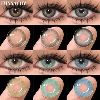 FUNSACHY 1 пара цветных контактных линз для глаз Косметика Высококачественные сине-коричневые контактные линзы Натуральные серые линзы