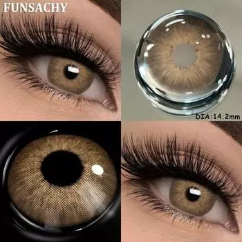 FUNSACHY 1 пара цветных контактных линз, высококачественные коричневые контактные линзы для глаз, косметические серые зрачковые линзы, синие натуральные линзы для ежегодного использования