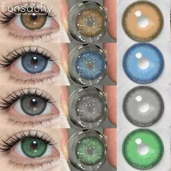 Funsachy 1 пара цветных серых контактных линз для глаз, синие контактные линзы, коричневые контактные линзы для голубых глаз, ежегодные корейские