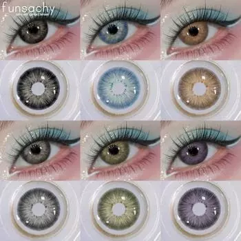 FUNSACHY 1 пара цветных синих контактных линз Красивая косметика Зрачок зеленые линзы Глаза контактные линзы модные годовые коричневые линзы