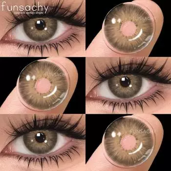 FUNSACHY 1 пара цветных зрачков для глаз, натуральные карие большие глаза, контактные линзы, косметика, зеленые линзы для глаз, серые линзы для женщин и мужчин