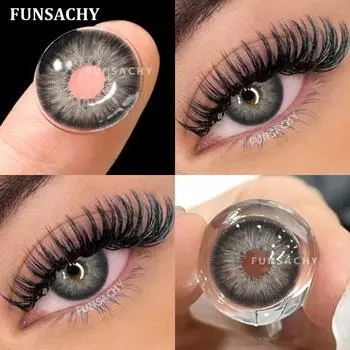 FUNSACHY 1 пара цветных зрачков для глаз, серые контактные линзы, натуральная синяя косметика для красоты, макияж глаз, годовые коричневые линзы для глаз