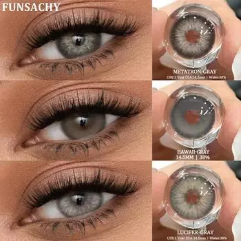 Funsachy 1 пара контактных линз натурального цвета для глаз, контактные линзы для карих глаз, модные зеленые контактные линзы для глаз, линзы