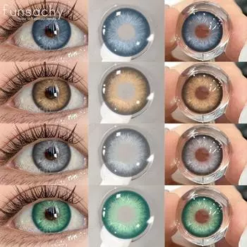 FUNSACHY 1 пара корейских линз, цветные контактные линзы для глаз, зеленые линзы, высокое качество, модные, красивые, для зрачков, годовые цветные линзы для глаз