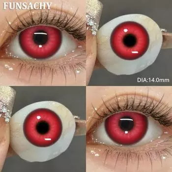 Funsachy 1 пара красных контактных линз для косплея, контактные линзы для глаз, синие, розовые, для ежегодного Хэллоуина, косметика для красоты