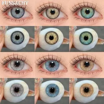 FUNSACHY 1 пара модных цветных контактных линз серые линзы для глаз 14,2/14,5 мм большие глаза натуральные контактные линзы макияж для глаз косметика зрачок