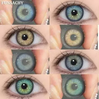 Funsachy 1 пара натуральных цветных контактных линз для голубых глаз, контактные линзы для глаз, модная косметика, женские контактные линзы для макияжа глаз