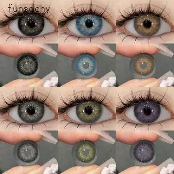 FUNSACHY 1 пара натуральных контактных линз для глаз, зеленые линзы, голубые контактные линзы для глаз, косметические серые зрачки