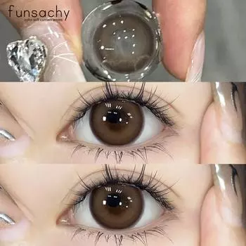 FUNSACHY 1 пара натуральных линз, цветные контактные линзы, коричневые линзы для глаз, косметические зрачки, линзы Colorcon, мягкие контактные линзы для глаз, годовые