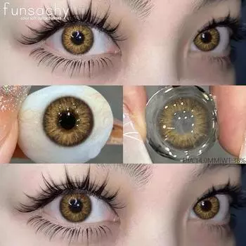FUNSACHY 1 пара натуральных модных цветных контактных линз для глаз с коричневым зрачком, синие контактные линзы, косметические линзы, новые цветные контактные линзы для глаз