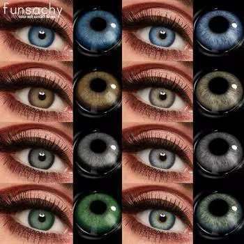 FUNSACHY 1 пара новых цветных контактных линз для глаз, натуральные контактные линзы для голубых глаз, корейские серые линзы, зеленые зрачки