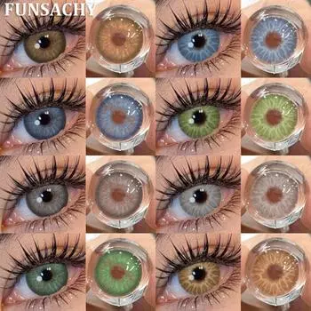 FUNSACHY 1 пара новых цветных контактных линз серые линзы для глаз синие цветные линзы для глаз ежегодная косметика зрачок модные натуральные линзы IKEREL-BLUE