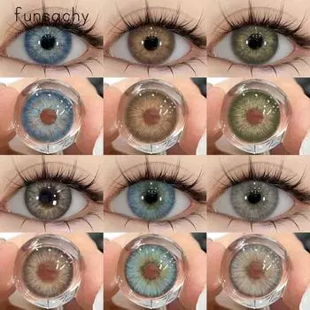FUNSACHY 1 пара высококачественных цветных контактных линз, модные зрачковые синие линзы, натуральный коричневый макияж, косметический макияж для учеников, ежегодно