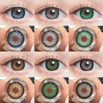 FUNSACHY 1 пара высококачественных цветных контактных линз для глаз, корейские голубые контактные линзы для глаз, натуральные серые цветные линзы для женщин на год
