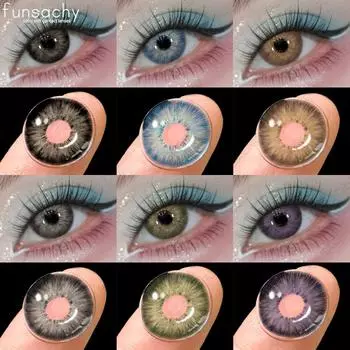 FUNSACHY 1 пара зеленых контактных линз для глаз, натуральный серый зрачок, модные косметические цветные мягкие контактные линзы, линзы для макияжа