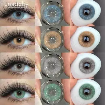 FUNSACHY 2 шт. Цветные контактные линзы для глаз Синие контактные линзы Красивые цветные линзы для глаз Косметические зрачковые годовые зеленые линзы для глаз