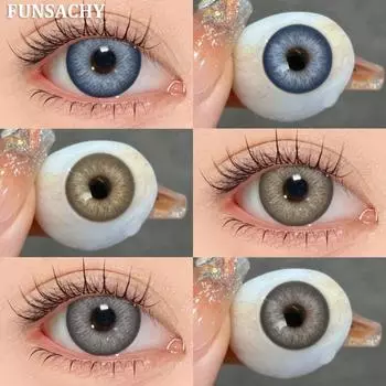 FUNSACHY 2 шт. Цветные контактные линзы для глаз, натуральные коричневые цветные линзы для глаз, красивые зрачки, косметика, мягкие круглые линзы, годовые