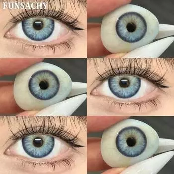 Funsachy 2 шт. цветные контактные линзы для глаз смешанной расы сине-коричневые серые контактные линзы зрачок мягкие натуральные линзы