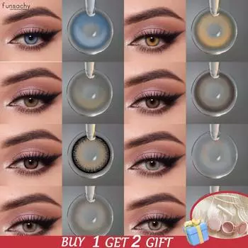 FUNSACHY 2 шт. косметические цветные контактные линзы для глаз контактные линзы модные синие коричневые линзы серые цветные контактные линзы для макияжа