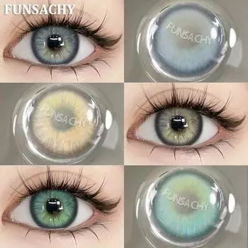 FUNSACHY 2 шт. Натуральные контактные линзы для глаз, цветные синие контактные линзы, серые, красивые зрачки, зеленые линзы для макияжа глаз, корейские линзы
