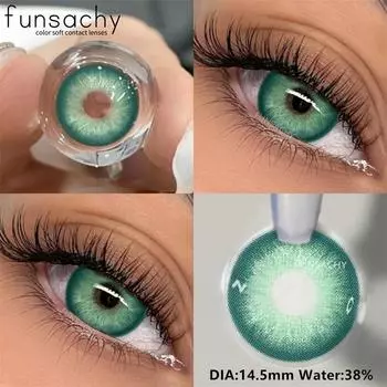 FUNSACHY 2 шт. Натуральные линзы, цветные контактные линзы для глаз, зеленые цветные линзы, годовые сине-серые мягкие контактные линзы для глаз
