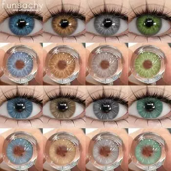 FUNSACHY 2 шт. новые цветные контактные линзы мягкие естественные линзы красота зрачок голубые глаза макияж синие высококачественные линзы годовые линзы для глаз
