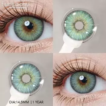 FUNSACHY 2 шт. новые сине-зеленые контактные линзы коричневые контактные линзы годовые натуральные русские карие косметические глаза макияж мягкие зрачки