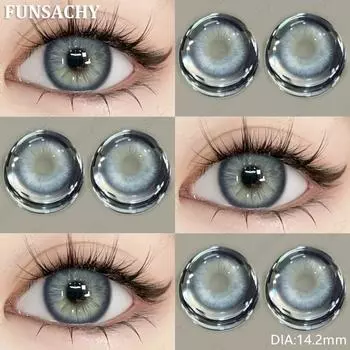 FUNSACHY 2 шт. серые контактные линзы для глаз Colorcon коричневые контактные линзы для глаз макияж коричневая/серая косметика для учеников ежегодное использование
