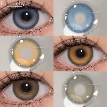 FUNSACHY 2 шт. Синие контактные линзы для глаз, натуральная красота, цветные линзы, косметика для учеников, ежегодное использование