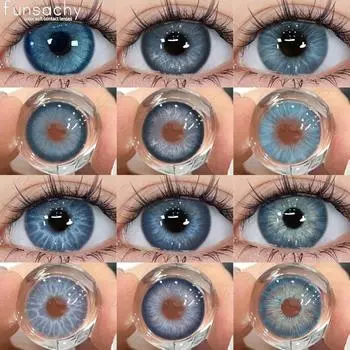 FUNSACHY 2 шт. Синие контактные линзы, натуральные контактные линзы для глаз, красивые линзы для глаз, косметические зрачки, зеленые цветные линзы