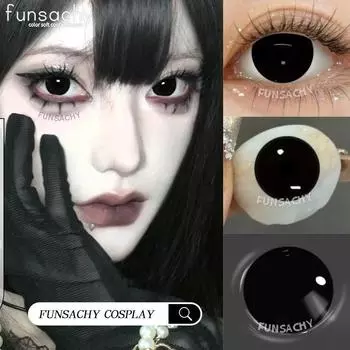FUNSACHY 2 шт. слепые белые контактные линзы для косплея цветные черные контактные линзы красного цвета макияж глаз для Хэллоуина красота зрачки BLINDNESS-WHITE