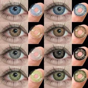 FUNSACHY 2 шт. высококачественные цветные контактные линзы Beauty Pupils Blue Eye контактные линзы для глаз Красивые мягкие линзы Y2K ежегодно