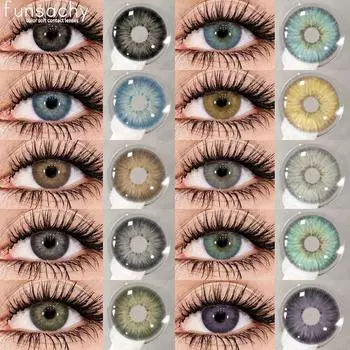 FUNSACHY 2шт. Синие линзы, цветные контактные линзы для глаз, зеленые цветные линзы, контактные линзы для глаз, косметические зрачковые цветные линзы Yealry
