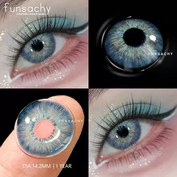 FUNSACHY Cosmetics Цветные контактные линзы 1 пара Синие цветные линзы Аниме зеленые контактные линзы Корейские линзы Большие линзы для глаз Красота зрачка