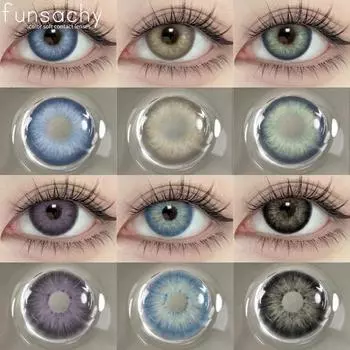FUNSACHY цветные контактные линзы 1 пара y2k модные натуральные цветные линзы годовые корейские коричневые контактные линзы для глаз серый зрачок