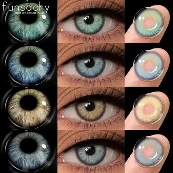 Funsachy цветные контактные линзы для глаз 1 пара высококачественные натуральные контактные линзы серые цветные линзы для глаз для женщин красота студентки