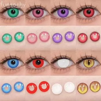 FUNSACHY Косплей Цветные контактные линзы для глаз Цветные контактные линзы для глаз Хэллоуин Аниме Косплей Линзы Красота Ученик Ежегодный Len