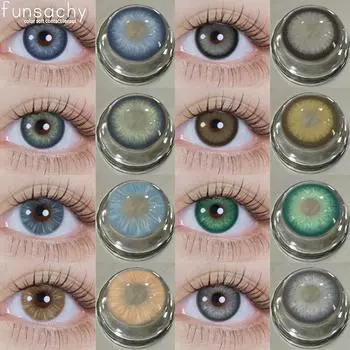 FUNSACHY Натуральные цветные контактные линзы для глаз Зеленые контактные линзы Красивые косметические зрачки Коричневые цветные линзы Макияж Линзы Ежегодно