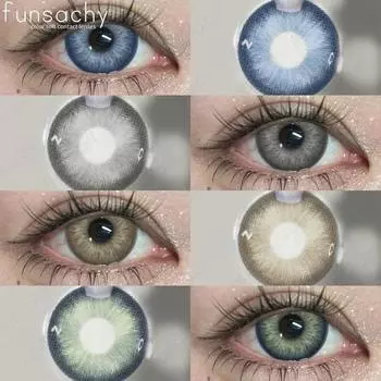 FUNSACHY Новые цветные контактные линзы для глаз Серо-коричневые линзы Зеленые контактные линзы для глаз Модные косметические синие натуральные линзы для ежегодного использования