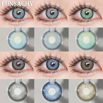 FUNSACHY Новые цветные контактные линзы для глаз 1 пара Натуральные модные контактные линзы Сине-серые линзы для глаз Ежегодная косметика для учеников SERENA-BLUE