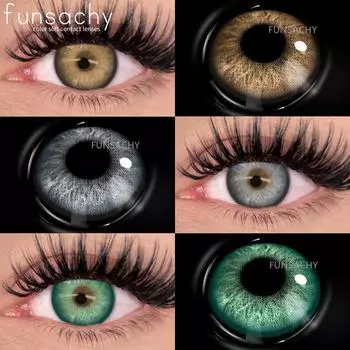 FUNSACHY Новые цветные линзы для глаз Синие цветные зрачки для глаз Зеленые натуральные линзы Фиолетовые линзы Y2k для макияжа глаз Ежегодно 2 шт.